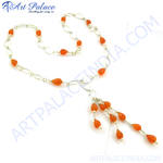 Load image into Gallery viewer, Sterling silver beaded necklace with orange gemstones, ideal for women's daily wear