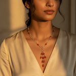 Load image into Gallery viewer, Silver Orange Gemstone Beaded Necklace | Women's Jewelry Gift