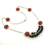 Load image into Gallery viewer, Silver Carnelian & Onyx Bead Necklace | Women's Fashion Jewelry