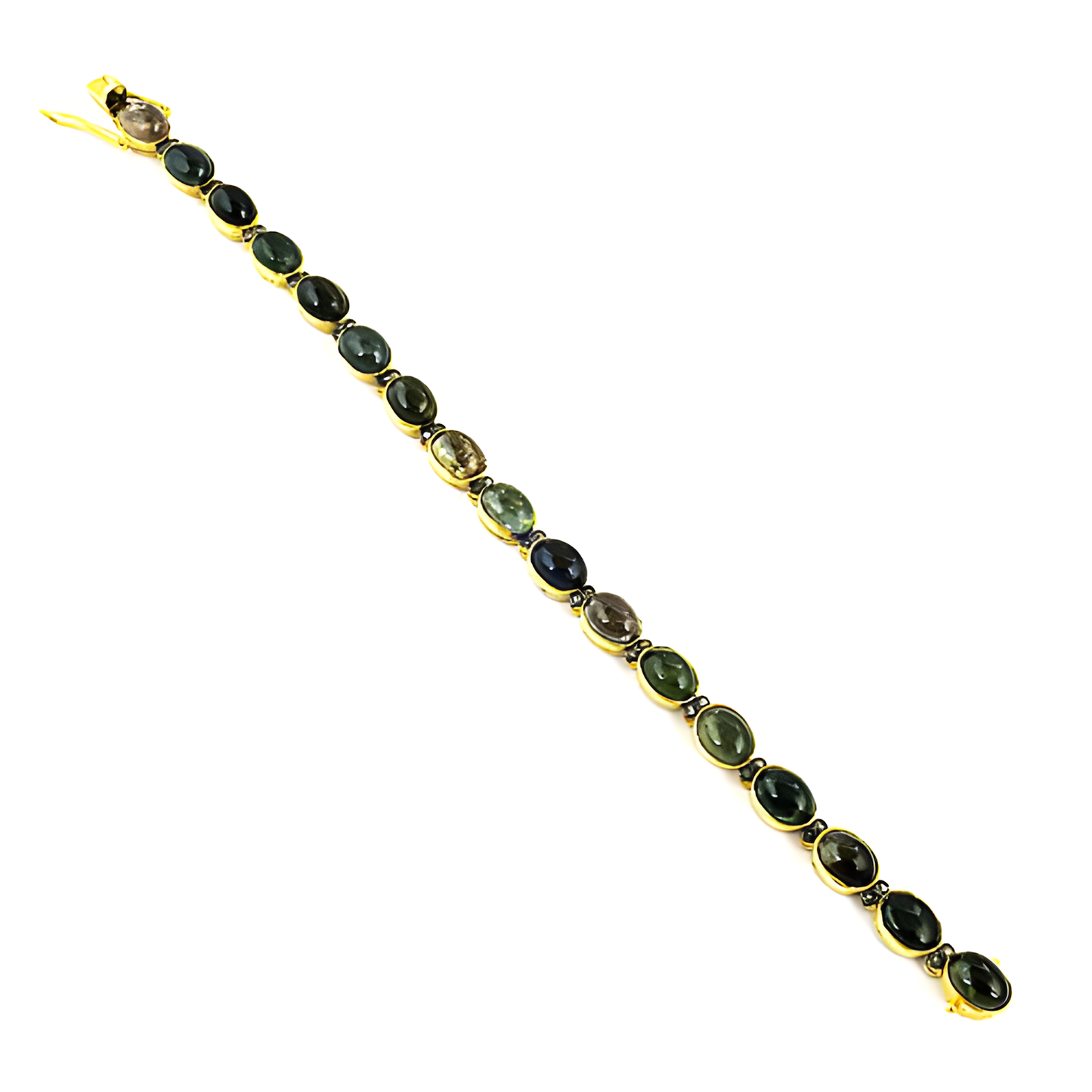 Party Wear Designer Diamond & Tourmaline Gemstone Gold Plated Silver Victorian Bracelet High Class Victorian Bracelet Newest Victorian Bracelet