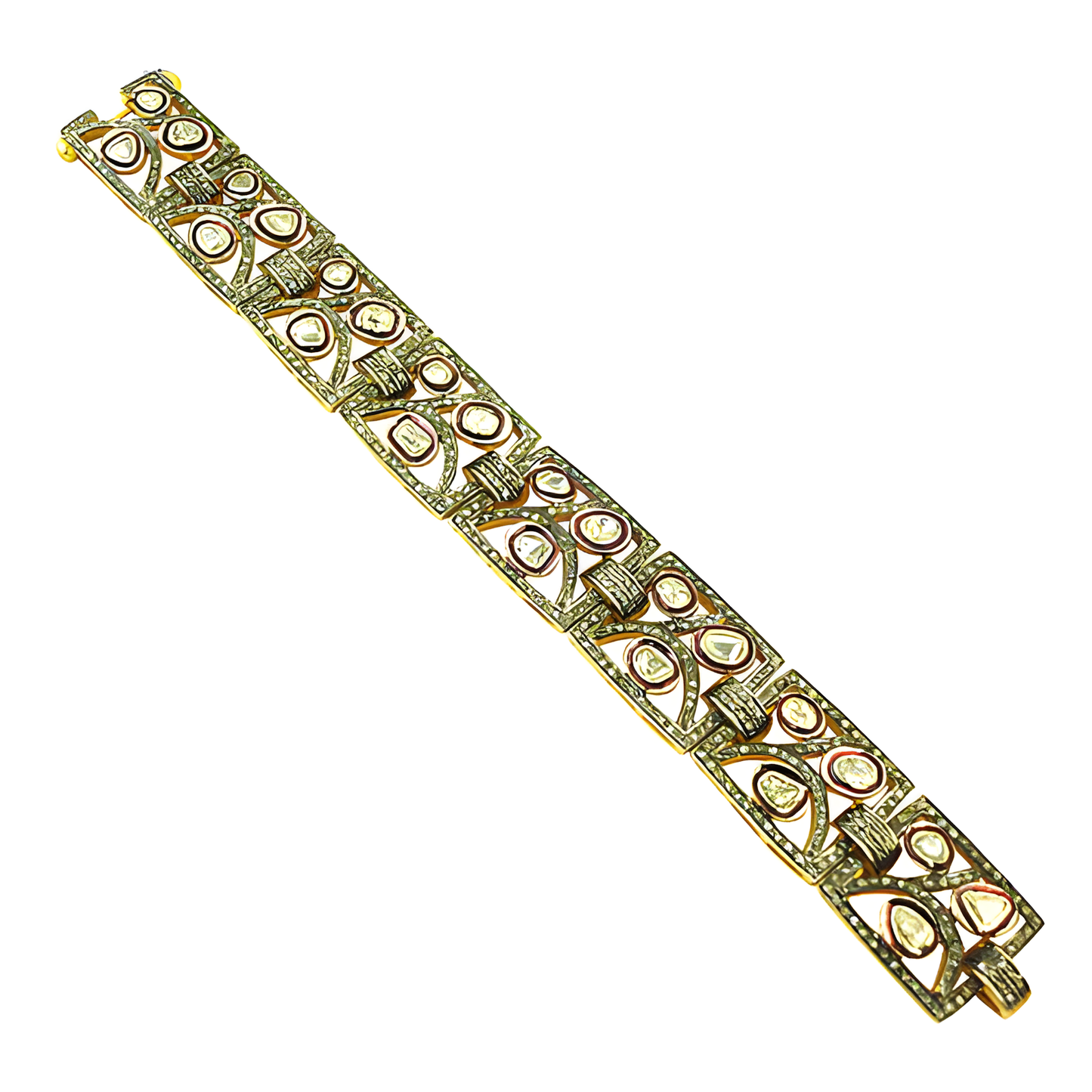 Precious Antique Diamond Gold Plated Bracelet For Women's, Victorian Gold Plated Jewelry Diamond Victorian Bracelet