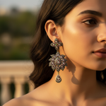 Load image into Gallery viewer, gold plating Floral Diamond Earrings for Women | Statement Jewelry