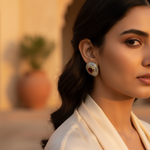 Load image into Gallery viewer, Pendientes de rubí dorado con detalles de diamantes | Un regalo para ella