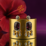 Load image into Gallery viewer, Ruby Drop Earrings | Gold Vermeil & Diamond Accent Jewelry