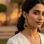 Load image into Gallery viewer, Pendientes colgantes de oro, rubí y zafiro | Joyería de lujo para mujer