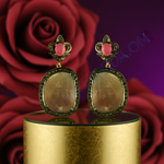 Load image into Gallery viewer, Ruby & Diamond Dangle Earrings | Gold Finish | Women's Jewelry