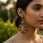 Load image into Gallery viewer, Emerald & Diamond Drop Earrings for Women | Statement Jewelry