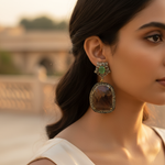Load image into Gallery viewer, Gemstone Dangle Earrings | Green & Brown Stone Earrings for Women