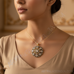 Load image into Gallery viewer, gold plating Diamond Floral Pendant | Luxury Pendant for Women