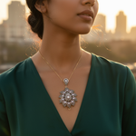 Load image into Gallery viewer, Vintage Style Diamond Pendant | Floral Design | For Women