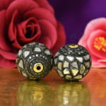 Load image into Gallery viewer, Oxidized Silver Beaded Earrings with Diamonds | Luxury Jewelry