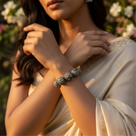 Load image into Gallery viewer, Oxidized Silver Beaded Earrings with Diamonds | Luxury Jewelry