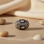 Load image into Gallery viewer, Silver Beaded Ring with Diamond Accents | Women's Ring