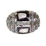 Load image into Gallery viewer, Silver Beaded Ring with Diamond Accents | Women's Ring