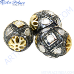 Load image into Gallery viewer, gold plating and diamond beads with intricate designs, perfect for luxury jewelry making.