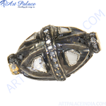 Load image into Gallery viewer, Oxidized silver bead with diamond accents. An elegant and stylish jewelry design for bracelets.