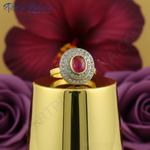 Load image into Gallery viewer, Ruby & Diamond Halo Ring | Gold Plated | Women's Jewelry Gift