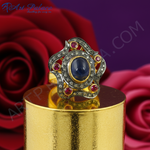 Load image into Gallery viewer, Sapphire & Ruby Ring | Gold Plated Cocktail Ring for Women