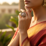 Load image into Gallery viewer, gold plating Diamond & Emerald Cocktail Ring | Women's Luxury Jewelry