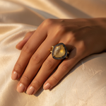 Load image into Gallery viewer, Yellow Sapphire Ring with Diamond Accents for Women | gold plating Jewelry