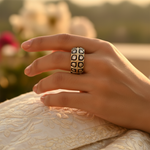 Load image into Gallery viewer, gold plating Ring with White Stone Inlay for Women | Statement Jewelry