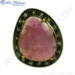 Load image into Gallery viewer, Sterling silver ring with a large pink tourmaline gemstone and diamond accents, a luxurious and eye-catching piece of jewelry.