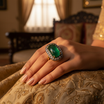 Load image into Gallery viewer, Emerald and Diamond Ring | gold plating Finish | Women's Jewelry