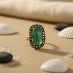 Load image into Gallery viewer, Emerald and Diamond Ring | gold plating Finish | Women's Jewelry