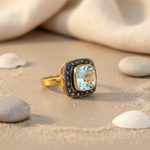 Load image into Gallery viewer, gold plating Ring with Blue Topaz and Diamond Accent | Women's Jewelry