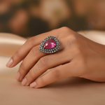 Load image into Gallery viewer, gold plating Ruby & Diamond Ring for Women | Pear-Cut Engagement Jewelry