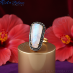 Load image into Gallery viewer, Moonstone Cocktail Ring with Diamond Accents | gold plating Plated Ring