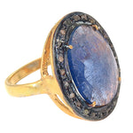 Load image into Gallery viewer, Sapphire & Diamond Halo Ring | gold plating Ring for Women
