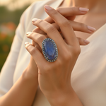 Load image into Gallery viewer, gold plating Oval Blue Gemstone Ring | Women's Fine Jewelry Gift