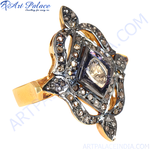 Load image into Gallery viewer, Vintage diamond pave ring in 18k gold. Features intricate detailing and a central diamond accent.