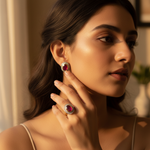 Load image into Gallery viewer, Ruby Earrings & Ring Set | gold plating Plated Jewelry | Gift for Her