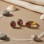 Load image into Gallery viewer, Ruby Earrings & Ring Set | gold plating Plated Jewelry | Gift for Her