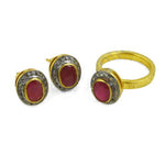 Load image into Gallery viewer, Ruby Earrings & Ring Set | gold plating Plated Jewelry | Gift for Her