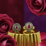 Load image into Gallery viewer, Ruby Stud Earrings & Ring Set | Gold Finish Jewelry