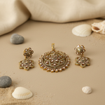 Load image into Gallery viewer, gold plating Diamond Floral Pendant & Earrings Set for Women | Gift Jewelry