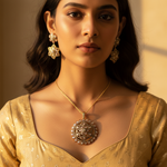 Load image into Gallery viewer, gold plating Diamond Floral Pendant Earrings Set | Women's Jewelry