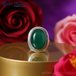 Load image into Gallery viewer, Silver Green Onyx Oval Ring for Women | Gemstone Jewelry