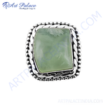 Load image into Gallery viewer, Sterling silver ring featuring a square, pale green prehnite gemstone.