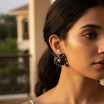 Load image into Gallery viewer, 925 Silver Garnet Flower Earrings for Women | Daily Wear