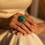 Load image into Gallery viewer, 925 Silver Malachite Ring | Oval Gemstone Ring for Women