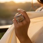 Load image into Gallery viewer, 925 Silver Jasper Stone Ring for Women | Square Stone Jewelry