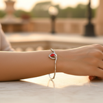 Load image into Gallery viewer, Silver Anklet with Red Gemstones | Women's Delicate Jewelry