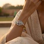 Load image into Gallery viewer, gold plating Leaf Bangle Bracelet with CZ | Women's Fashion Jewelry