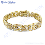 Load image into Gallery viewer, gold plating plated zirconia chain bracelet, luxury party wear women's jewelry, sparkling gemstones, secure clasp.
