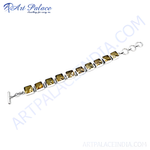 Load image into Gallery viewer, Sterling silver bracelet featuring square-cut citrine gemstones, ideal for women's jewelry and daily wear.