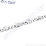 Load image into Gallery viewer, A close-up of a 925 sterling silver bracelet with sparkling cubic zirconia stones.